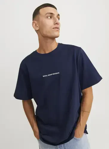 Jack & Jones Round Neck Navy Blue Men's T-Shirt RDDODIS TEE S/S CREW NECK SN - 6