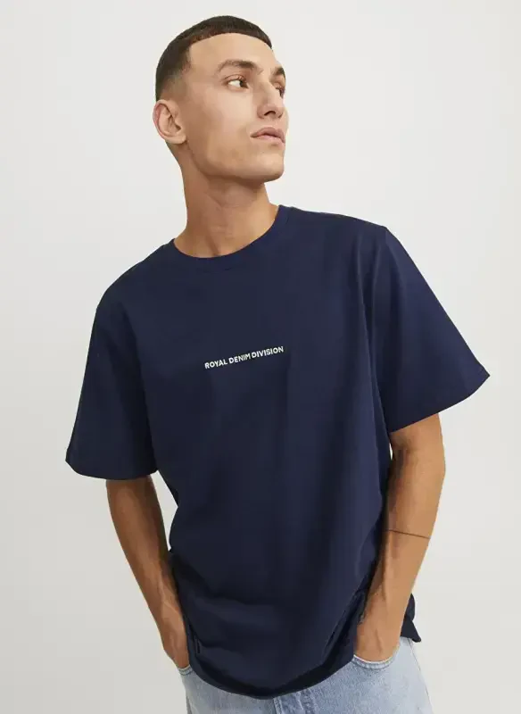 Jack & Jones Round Neck Navy Blue Men's T-Shirt RDDODIS TEE S/S CREW NECK SN - 6