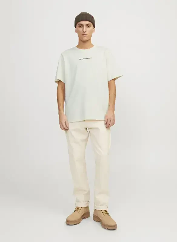 Jack & Jones Round Neck Off White Men's T-Shirt RDDODIS TEE S/S CREW NECK SN - 7