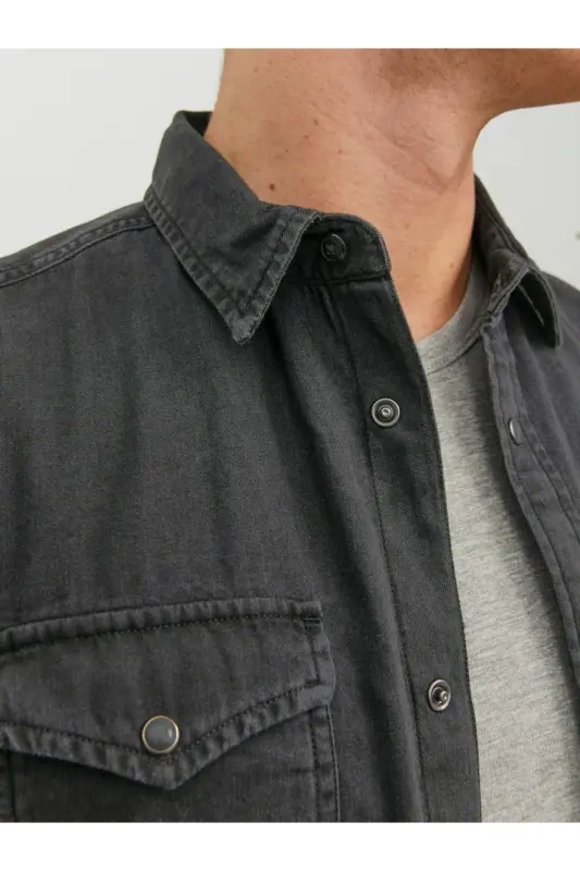 Jack Jones Sheridan Erkek Jean Gömlek 12138115 - ANTRASİT - 3