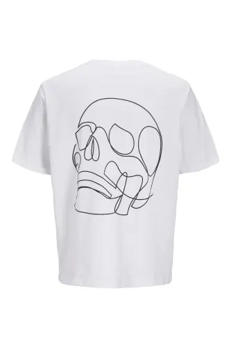 Jack Jones Skull Logo Erkaklar futbolkasi Oq-Oq - 3