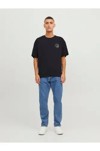 Jack Jones Skull Logo Erkaklar futbolkasi Qora-Qora - 6