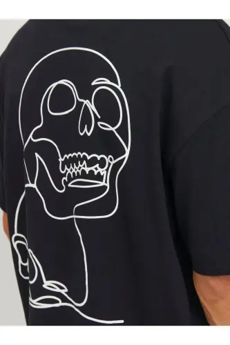 Jack Jones Skull Logo Erkaklar futbolkasi Qora-Qora - 7