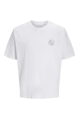 Jack Jones Skull Logo Erkek Tişört Beyaz - Beyaz-Skull - Jack & Jones (1)
