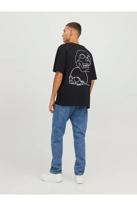 Jack Jones Skull Logo Men's T-Shirt Black-Black - 5