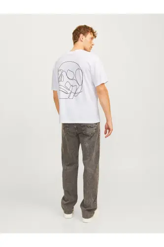 Jack Jones Skull Logo Мужская футболка Белая-Белая - 5