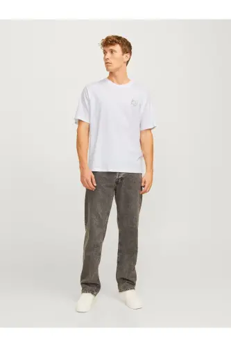 Jack Jones Skull Logo Мужская футболка Белая-Белая - 6