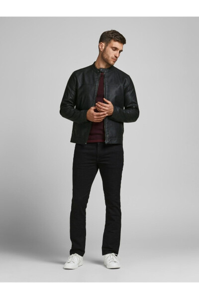 Jack & Jones Slim Fit Black Men's Leather Jacket - 2