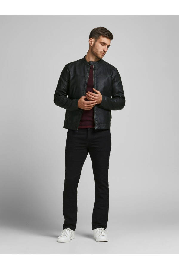 Jack & Jones Slim Fit Black Men's Leather Jacket - 2