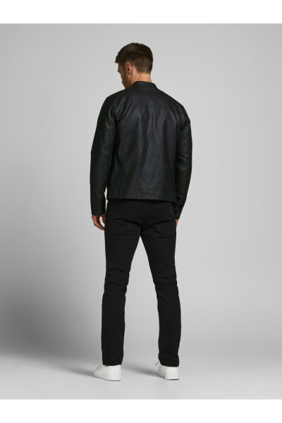 Jack & Jones Slim Fit Black Men's Leather Jacket - 6