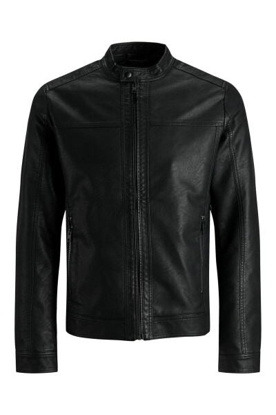 Jack & Jones Slim Fit Black Men's Leather Jacket - 7