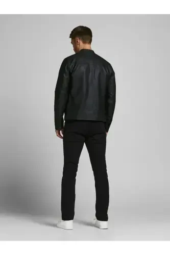 Jack & Jones Slim Fit Black Men's Leather Jacket - 4