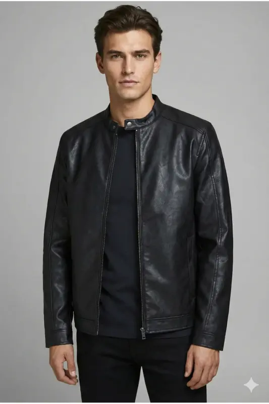 Jack & Jones Slim Fit Qora Erkaklar Teri Ko'ylagi - 4