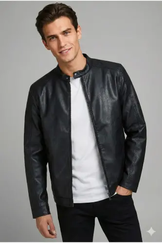 Jack & Jones Slim Fit Qora Erkaklar Teri Ko'ylagi - 2