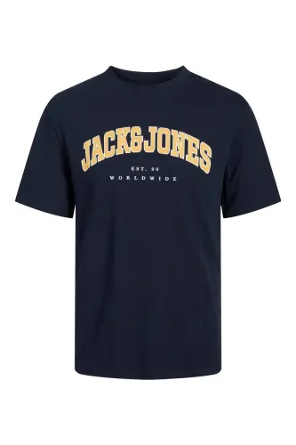 Jack Jones Slogan Logo Erkek Tişört Lacivert - Navy-Slogan - 2