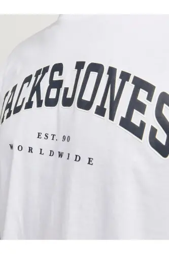 Jack Jones Slogan Logo Erkek Tişört White - White-Slogan - 7