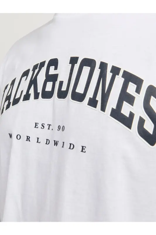 Jack Jones Slogan Logo Erkek Tişört White - White-Slogan - 7