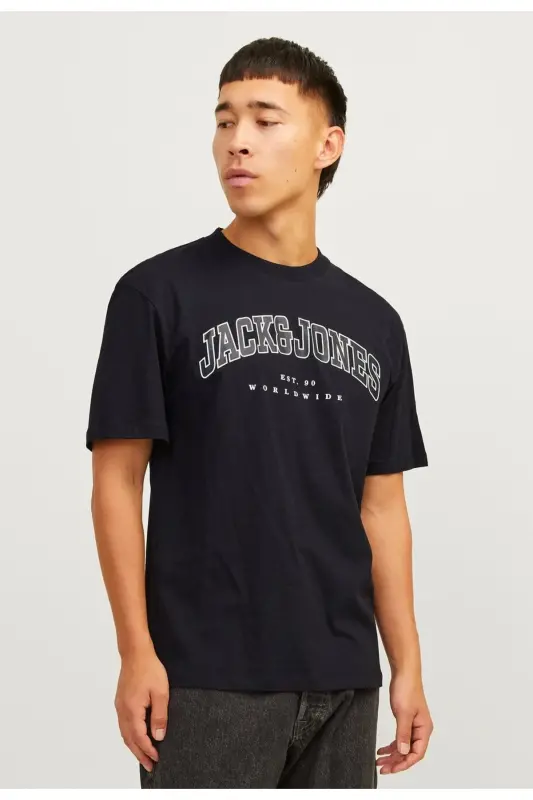 Jack Jones Slogan Logo Men's T-Shirt Black-Black - 2