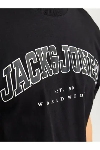 Jack Jones Slogan Logo Men's T-Shirt Black-Black - 7