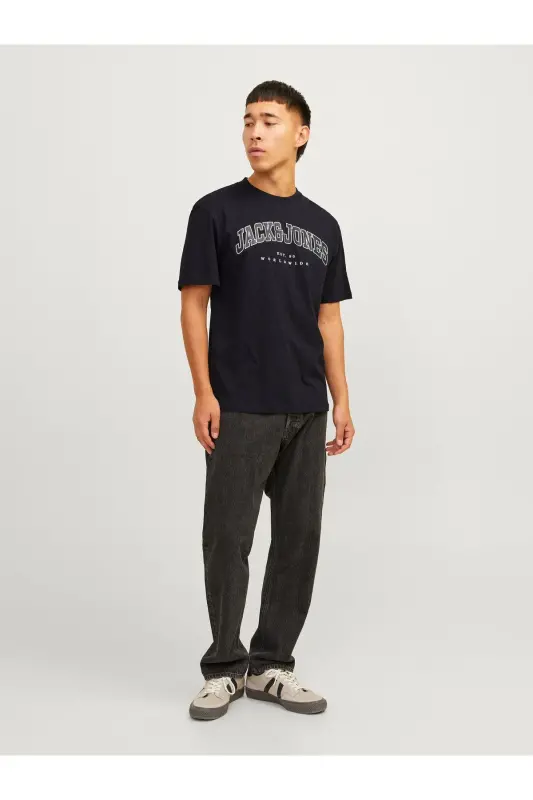 Jack Jones Slogan Logo Men's T-Shirt Black-Black - 8