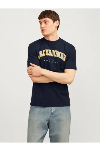 Jack Jones Slogan Logo Men's T-Shirt Navy-Navy - 4