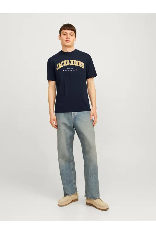 Jack Jones Slogan Logo Men's T-Shirt Navy-Navy - 8