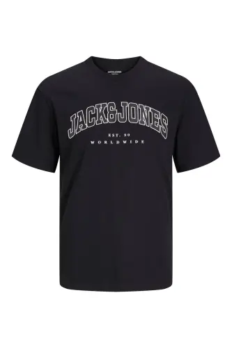 Jack Jones Slogan Logo Мужская Футболка Черный-Черный - 3