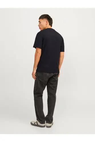 Jack Jones Slogan Logo Мужская Футболка Черный-Черный - 5