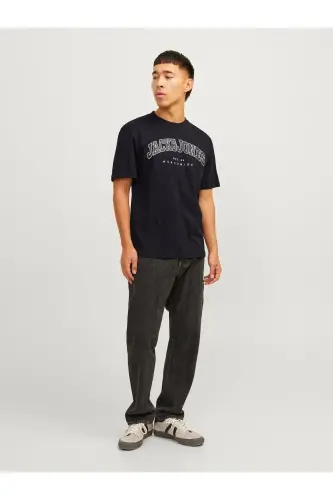 Jack Jones Slogan Logo Мужская Футболка Черный-Черный - 8