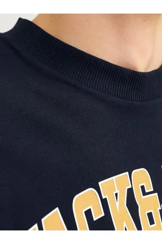Jack Jones Slogan Logo Мужская Футболка Темно-синий - 6