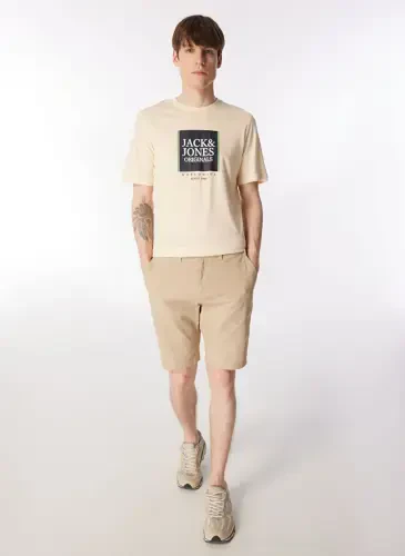 Jack & Jones Velosiped Yoqali Krem Erkaklar Futbolkasi JORLAFAYETTE BOX TEE SS CREW NECK - 3
