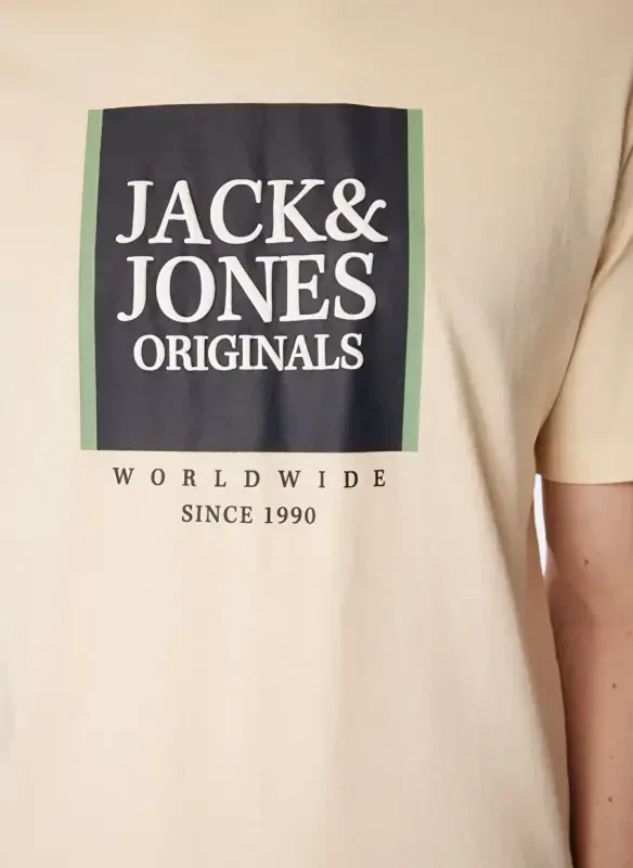 Jack & Jones Velosiped Yoqali Krem Erkaklar Futbolkasi JORLAFAYETTE BOX TEE SS CREW NECK - 4