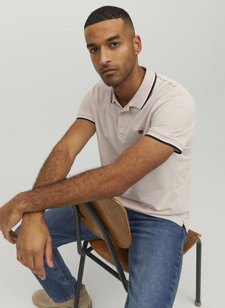 Jack & Jones Yassi Ekru Polo Yoqasi Erkaklar T-Shirti - 6