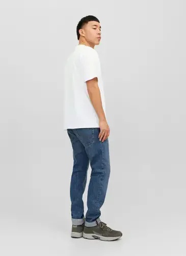 Jack & Jones Yaxlit Yoqali Oq Erkaklar Futbolkasi JJECORP LOGO TEE PLAY SS O-NECK NOO - 6