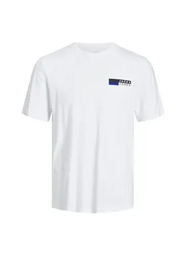 Jack & Jones Yaxlit Yoqali Oq Erkaklar Futbolkasi JJECORP LOGO TEE PLAY SS O-NECK NOO - 7