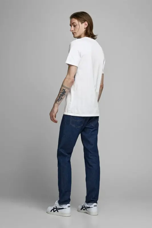 JACK JONES Yazılı Erkek Bisiklet Yaka Tişört 12151955 - WHITE - 2