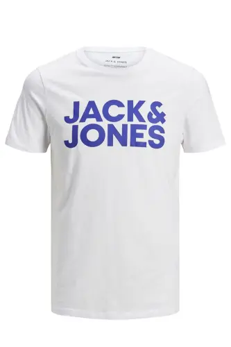 JACK JONES Yazılı Erkek Bisiklet Yaka Tişört 12151955 - WHITE - 7