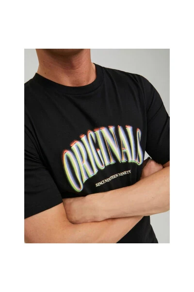 Jack & Jones Yoqa Ko'ylakli Qisqa Yengli Qora Erkaklar T-shirt - 5