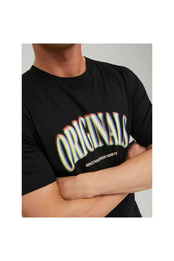 Jack & Jones Yoqa Ko'ylakli Qisqa Yengli Qora Erkaklar T-shirt - 5