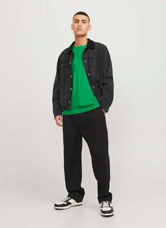 Jack & Jones Yuqori Yaka Yashil Erkaklar T-Shirt JJEORGANIC BASIC TEE SS O-NECK NOOS - JACK & JONES