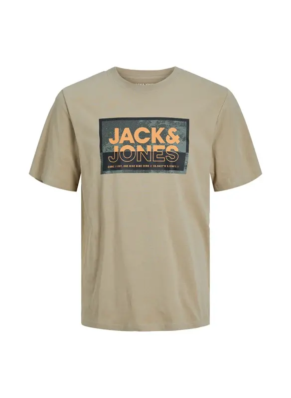 Jack & Jones Yuvarlak Yaka Krem Erkak Футболка JCOLOGAN TEE SS CREW NECK SS24 PLS - 1