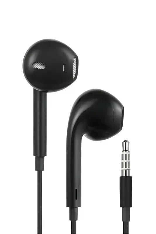 Jack Kirishli Oq Simli Quloqchin Ios Android Mos 3.5 mm Quloqchin Rangli-Qora - 1