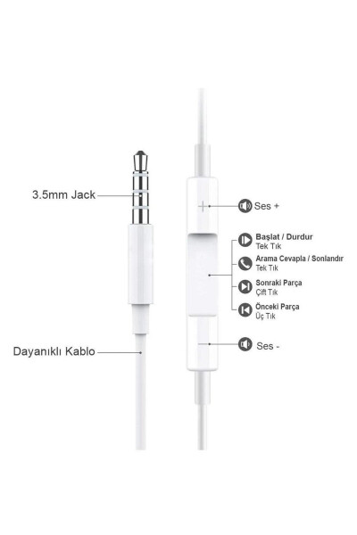 Jack kirishli oq simli quloqchinlar Ios Android bilan mos keladigan 3.5 mm quloqchinlar - 2