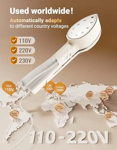 Jack ＆ Rose Press Iron Steamer for Clothes,Dual Voltage 110-220v,6+1 Fabric Settings,No Ironing Board Required, Wrinkle Reduction,Portable Travel Size Steamer for Global ＆ Europe Traveling - 3