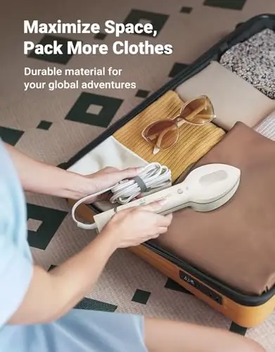 Jack ＆ Rose Press Iron Steamer for Clothes,Dual Voltage 110-220v,6+1 Fabric Settings,No Ironing Board Required, Wrinkle Reduction,Portable Travel Size Steamer for Global ＆ Europe Traveling - 5