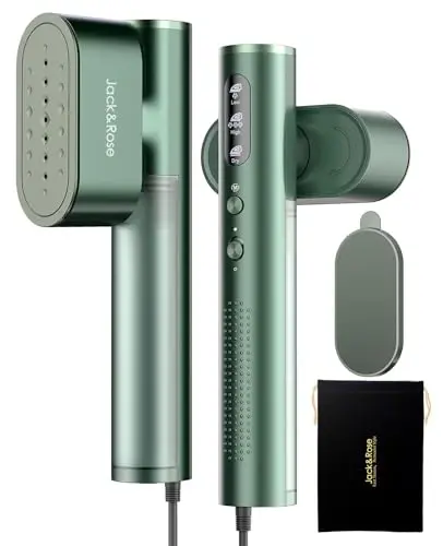 Jack & Rose Travel Steamer & Iron 2 In 1, Portable Garment Steamer, 15s Heat Up, Large Ceramic Heat Panel, 100-220V for Global Traveling 