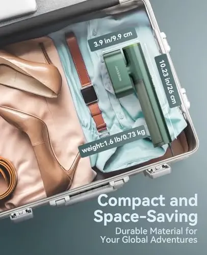 Jack ＆ Rose Travel Steamer for Clothes,100-220V Portable Iron,15s Heat Up,Steamer ＆ Iron 2 In 1, Travel Size,Large Ceramic Heat Panel,for Global and Europe - 3