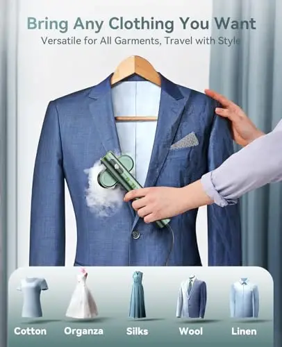 Jack ＆ Rose Travel Steamer for Clothes,100-220V Portable Iron,15s Heat Up,Steamer ＆ Iron 2 In 1, Travel Size,Large Ceramic Heat Panel,for Global and Europe - 5