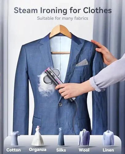 Jack ＆ Rose Travel Steamer for Clothes,100-220V Portable Iron,15s Heat Up,Steamer ＆ Iron 2 In 1, Travel Size,Large Ceramic Heat Panel,for Global and Europe - 5