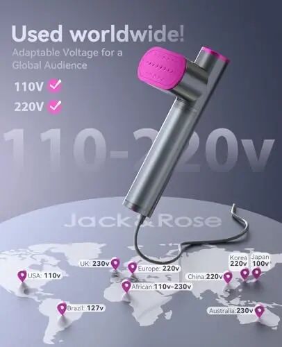 Jack ＆ Rose Seyahat Giyim Buhar Makinesi, 100-220V Taşınabilir Buhar Makinesi, 15 Saniyede Isınma, Buhar Makinesi ＆ Ütü 2'si 1 Arada, Seyahat Boyu Giyim Buhar Makinesi, Büyük Seramik Isı Paneli, Küresel ＆ Avrupa Seyahati İçin 